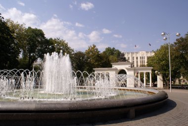 Fountain on the square clipart
