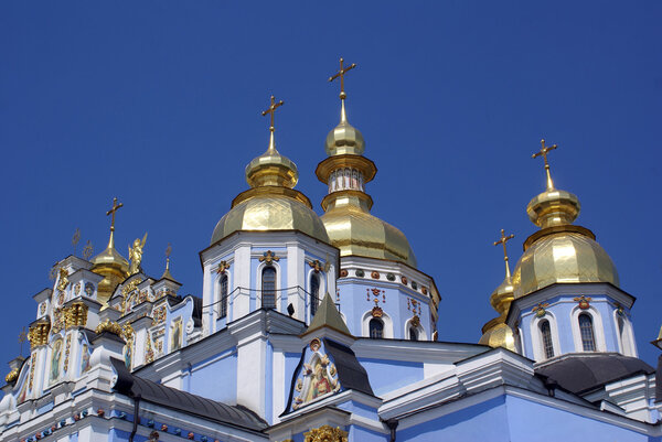 Golden cupolas and crosse in Kiev