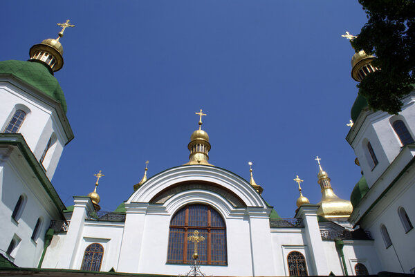 Top of green church in Kiev, Ukraine