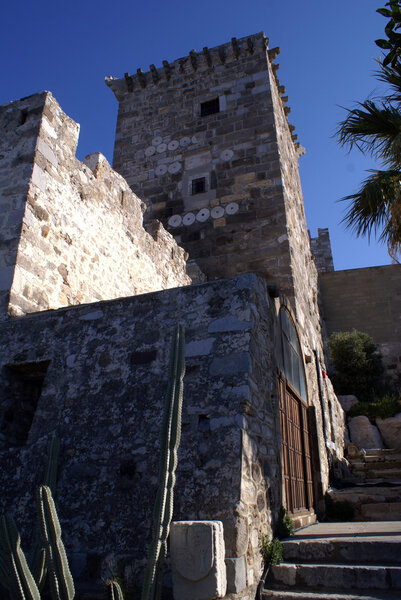 Stone tower in St Peter's castle in Bidrum, Turkey