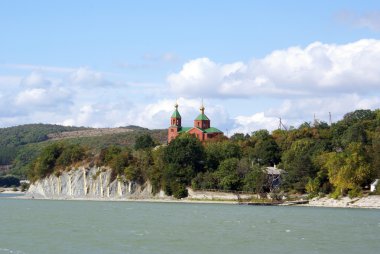 Church and lake clipart