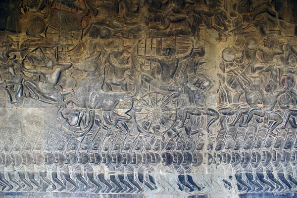 Op de muur van angkor op, Cambodja — Stockfoto