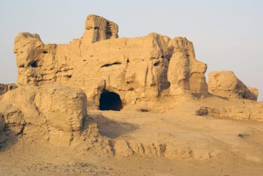 Hole in ruined house, Jiaohe, Silk road, China clipart