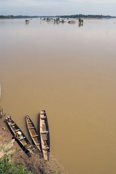 Mekong és csónakok — Stock Fotó