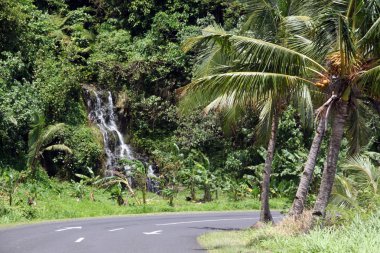 Waterfall near the road clipart