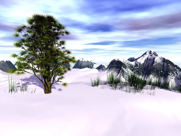 Fantasy island vintern scen — Stockfoto