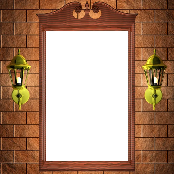Зеркальная рамка на стене — стоковое фото