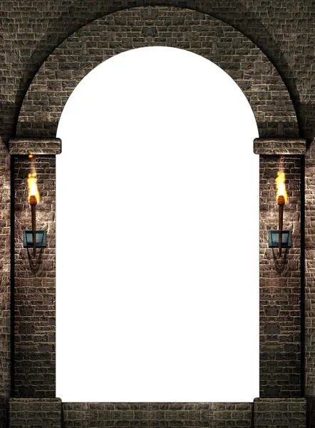 Arch med facklor — Stockfoto