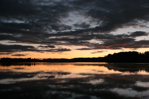 Sunset over lake Rubikiai — Stock Photo, Image