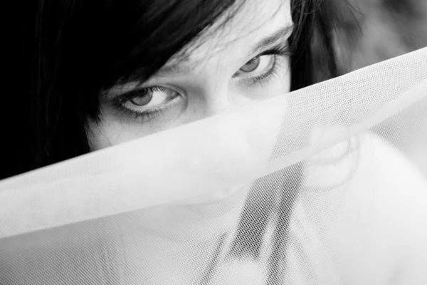 stock image Young girl with a white neckerchief