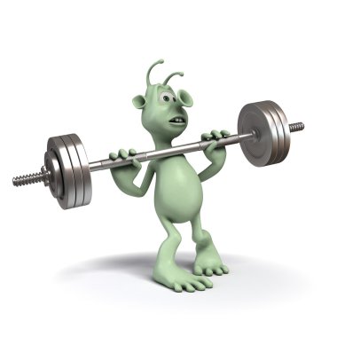 Alien weightlifter clipart