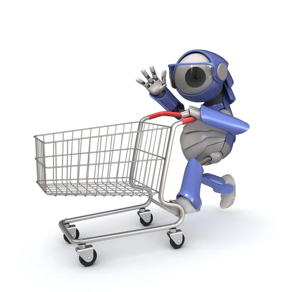 ショッピング カートとロボット — ストック写真