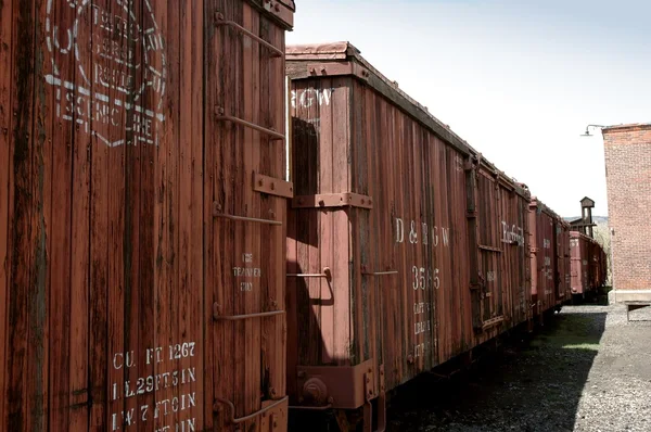 Stock image Antique wooden boxcars