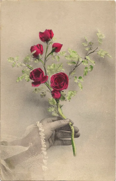 Alte Blumenpostkarte lizenzfreie Stockfotos