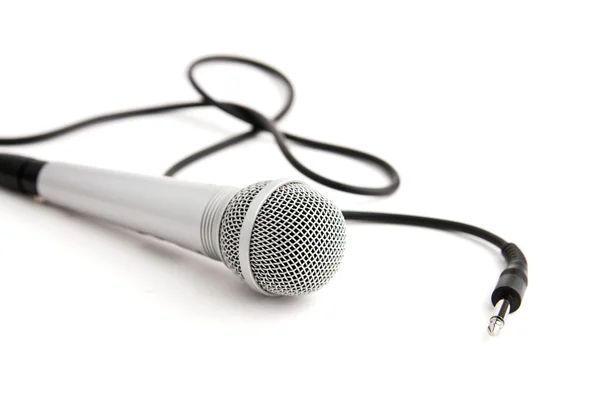 Silver mikrofon med plug — Stockfoto