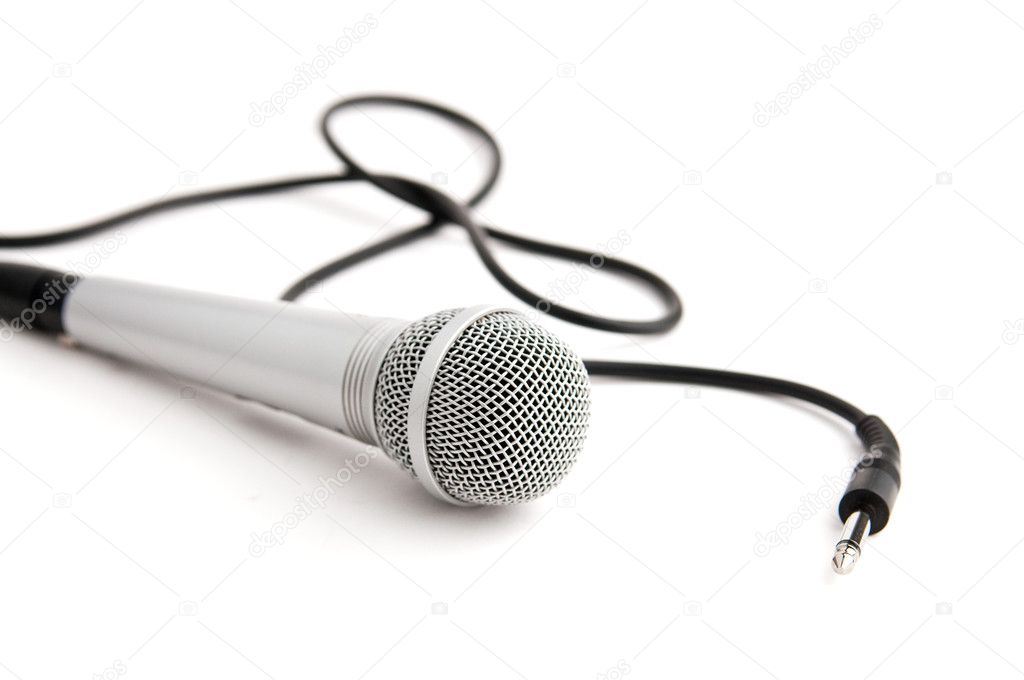 Silver microphone with plug