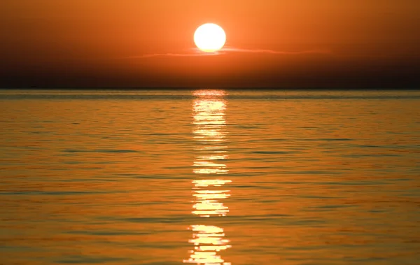 Solnedgång över Adriatiska havet Stockbild