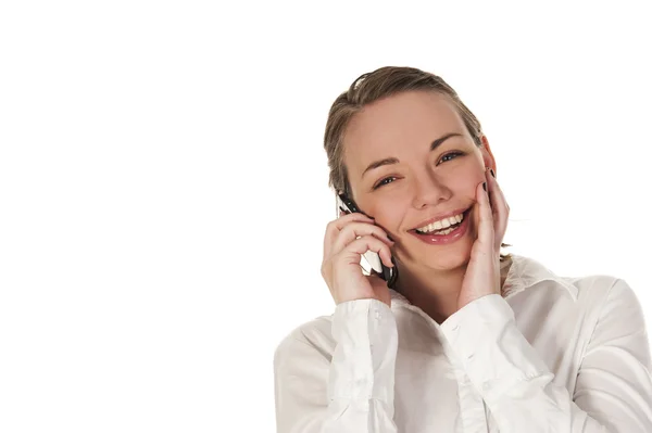Happy girl on the phone — Stock Photo, Image