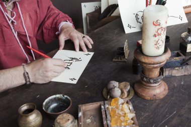 Medieval calligrapher clipart