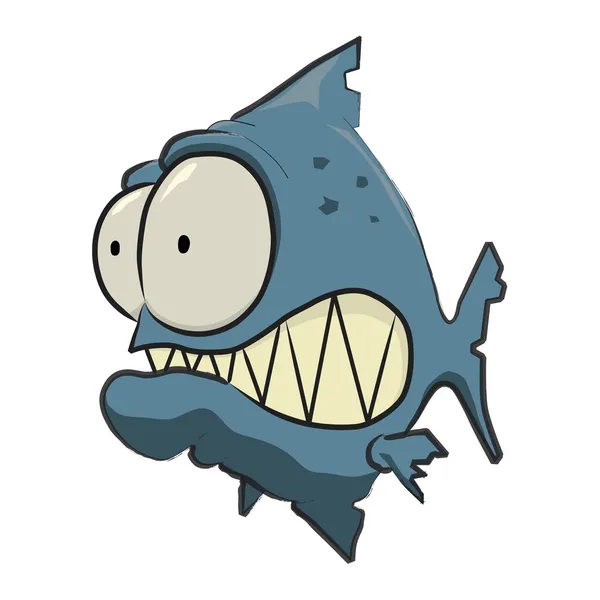 Blue Piranha Cartoon — Stock Photo, Image