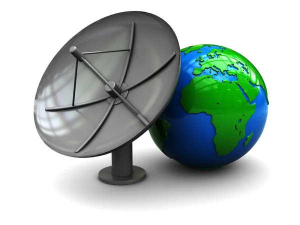 Satellitenantenne und Erde — Stockfoto