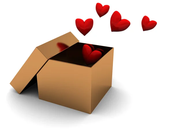 Box with hearts — Stock Photo, Image