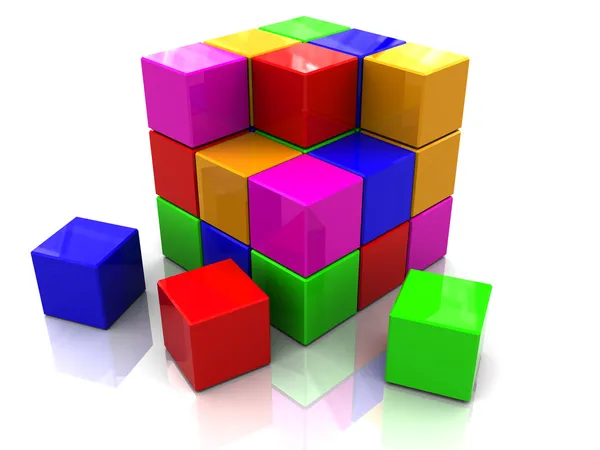 Färgglada kub montering — Stockfoto