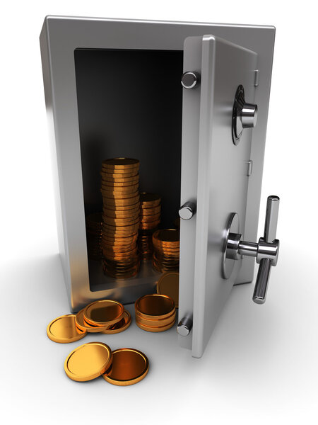 Safe with coins