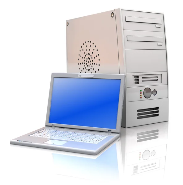 Desktop and laptop — Stock Photo, Image