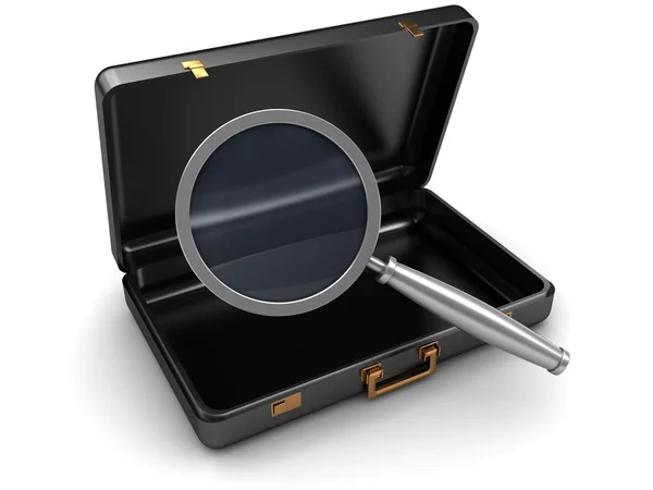 Case and magnify glass — Stock Photo, Image