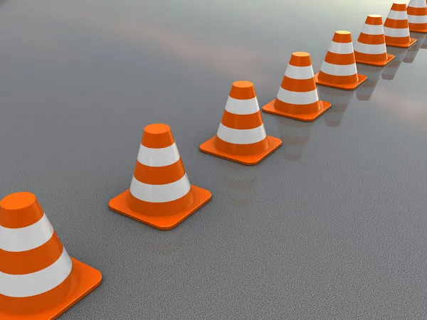 Linha de cones de tráfego — Fotografia de Stock