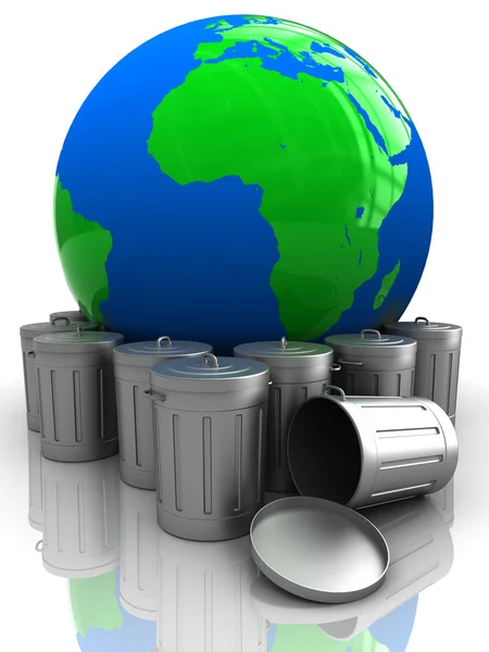 Earth with garbage — Stock Photo, Image