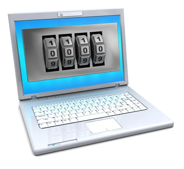 Laptop mit Zahlenschloss — Stockfoto