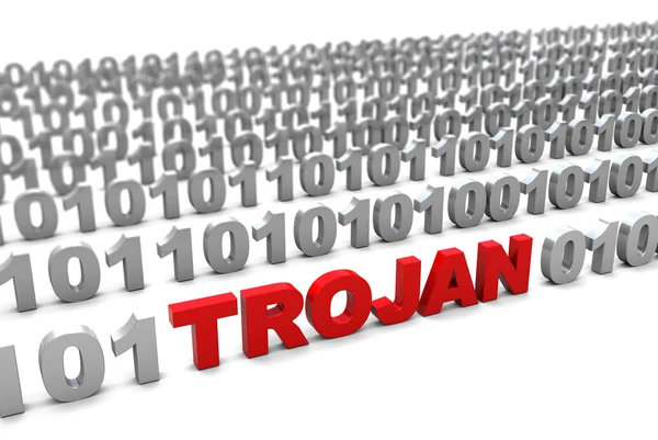 Trojan w kod binarny — Zdjęcie stockowe