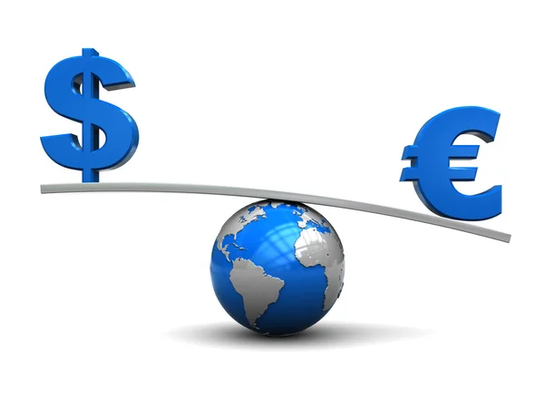 stock image Dollar and euro on scale