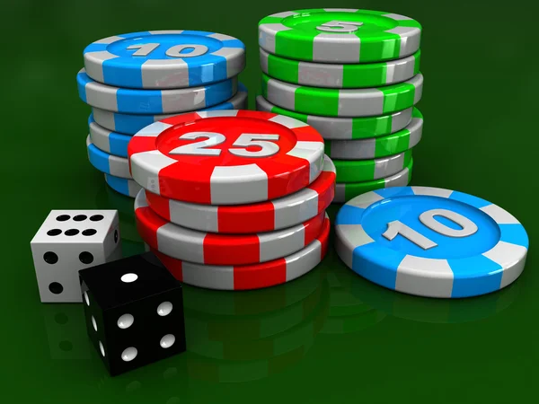 Fichas e dados do casino — Fotografia de Stock
