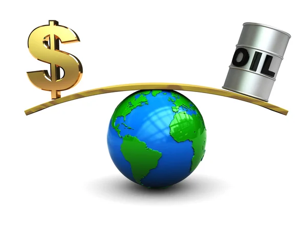 Dollar and oil on scale — Stock Photo, Image