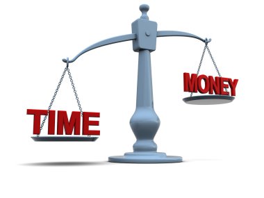 Time and money on scale clipart