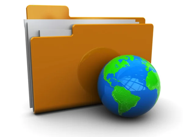 stock image Folder icon with earth