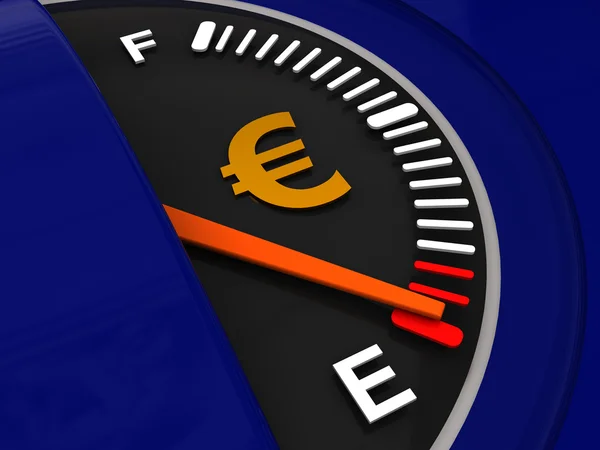 Contador de combustível com sinal de euro — Fotografia de Stock