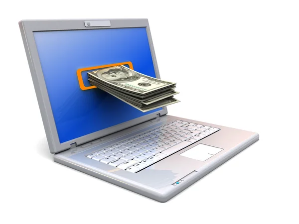 Laptop e dinheiro — Fotografia de Stock