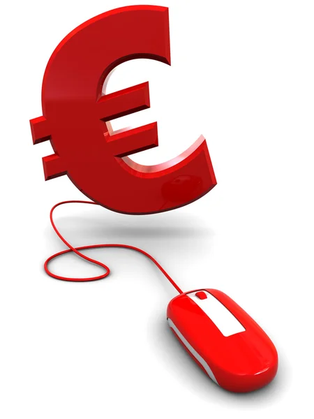 Euron och dator mus — Stockfoto