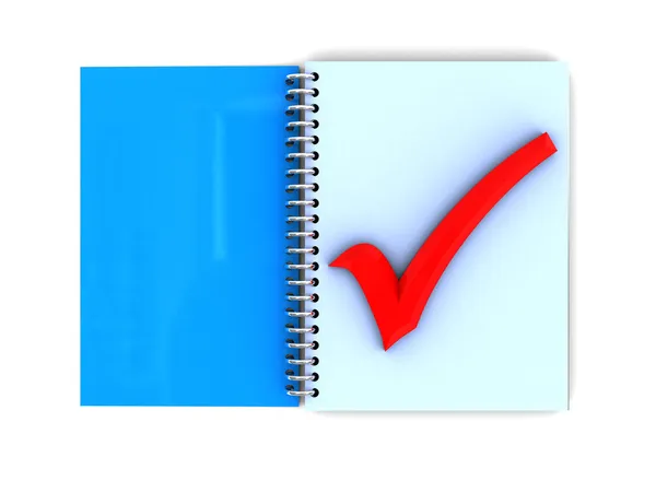 Cuaderno con marca de verificación — Foto de Stock