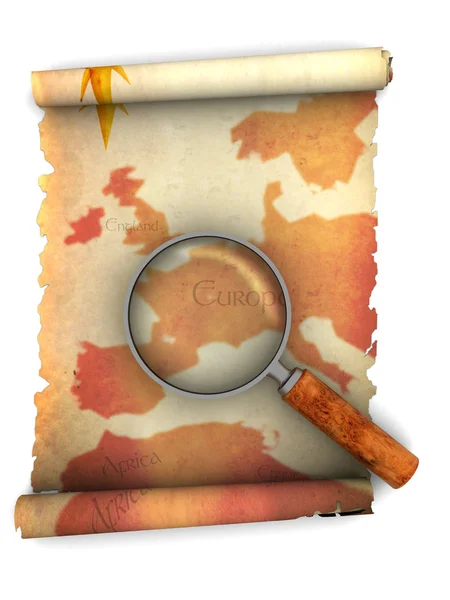 Map and magnify glass — Stock Photo, Image