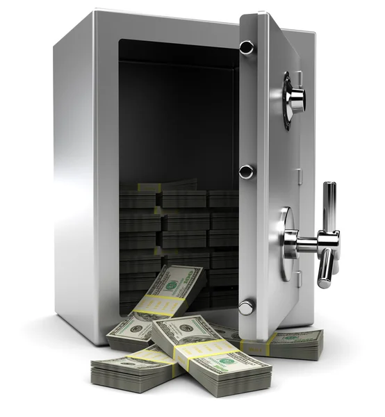 Caja fuerte con dinero — Foto de Stock