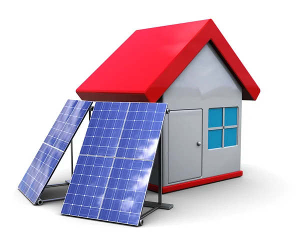 Paneles solares y casa — Foto de Stock