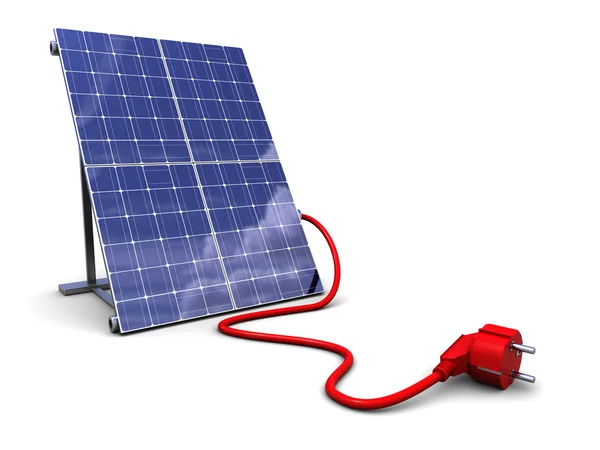 Solar panel met stekker — Stockfoto