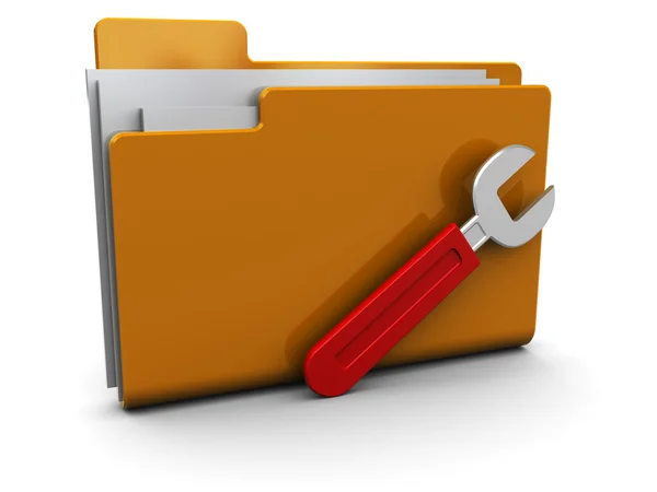 Folder icon with wrench — Stock Photo, Image