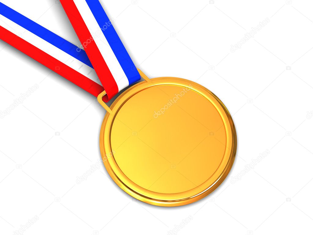 Download - 3d illustration of golden medal over white background ...