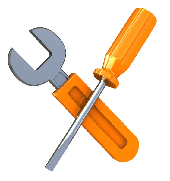 Wrench and screwdriver — Stock Photo, Image